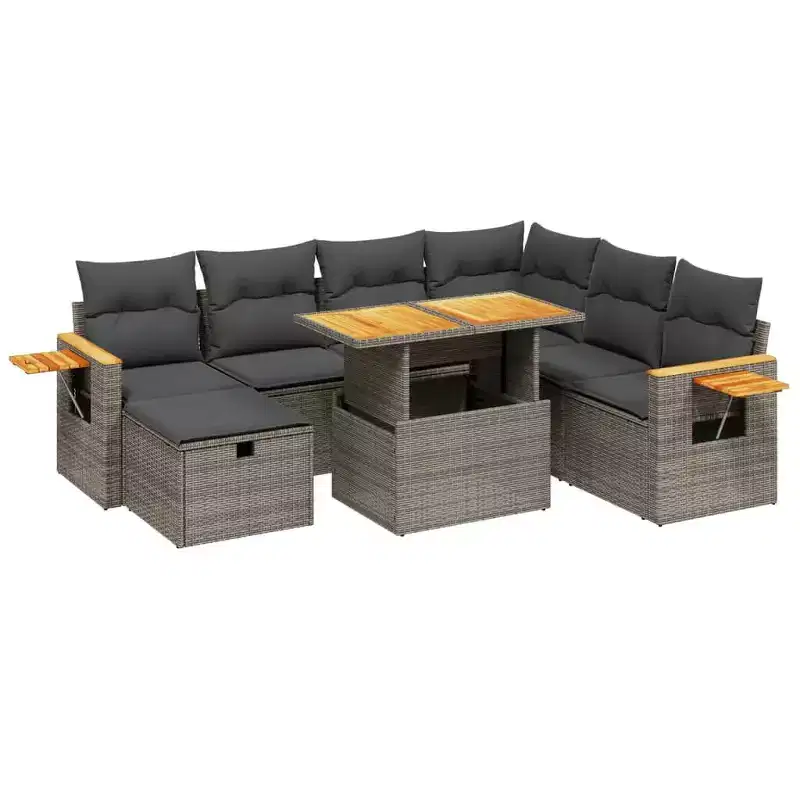 vidaXL 8 Piece Patio Sofa Set with Cushions Poly Rattan