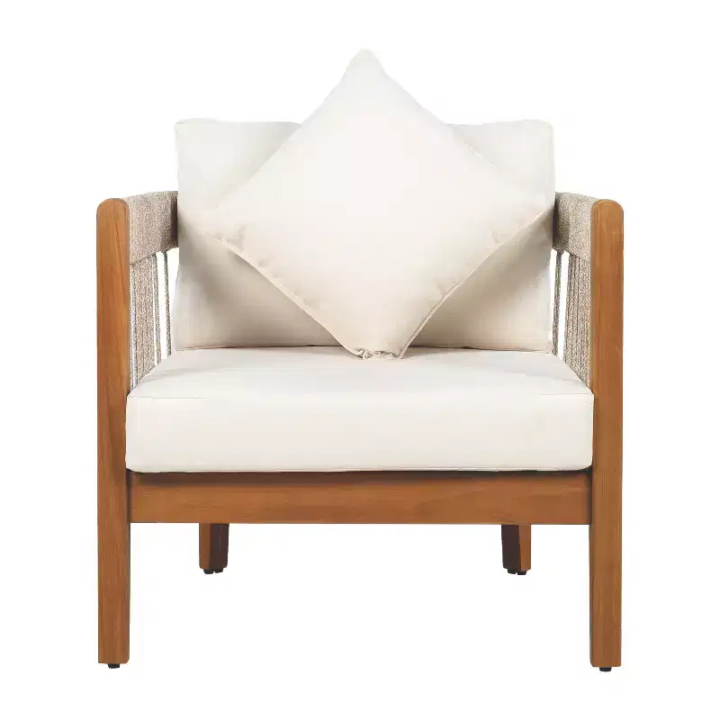Christopher Knight Home Clifton Patio Rustic Acacia and Rope Upholstered Club Chair with Curved Back