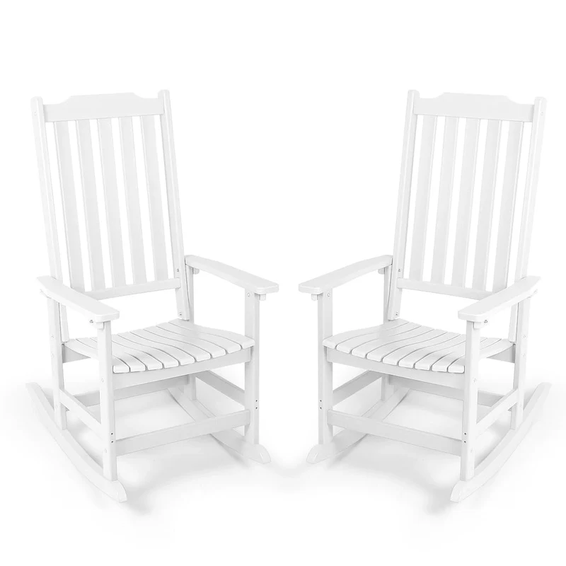 Vrakae 2 PCS Patio All Weather Resistant High Back Rocking Chair