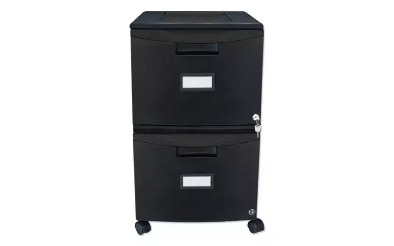 Mobile Filing Cabinet, 2 Legal/Letter-Size File Drawers, Black, 14.75 x 18.25 x 26