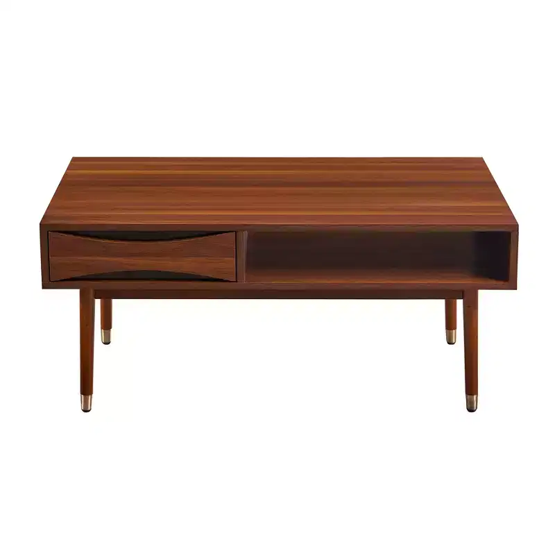 Dawson Mid-Century Modern Coffee Table with Drawer & Shelf