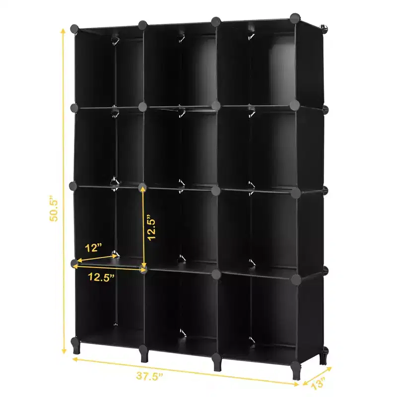12 Cube Storage Organizer Plastic w/ Steel Frame Black