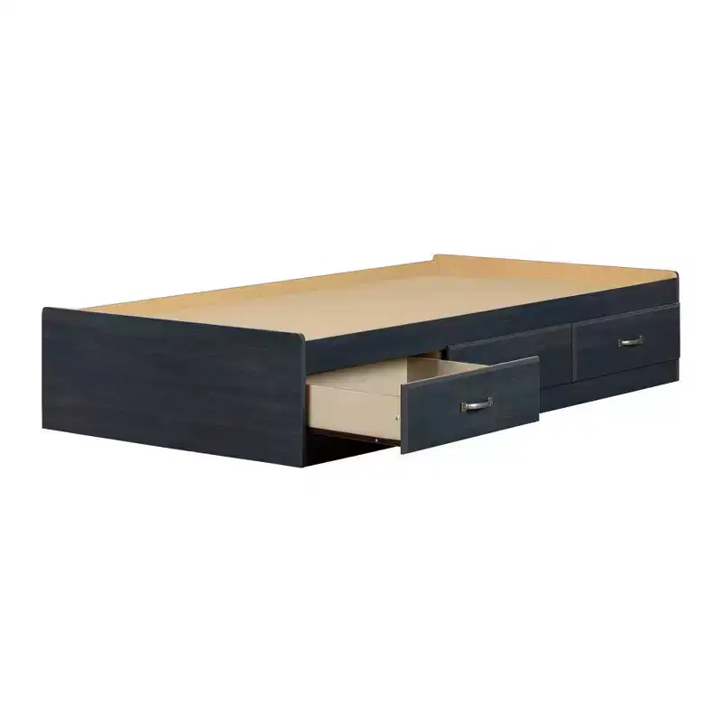 Twin Ulysses Mates Kids' Bed with 3 Drawers Blueberry - Modern Twin Frame, Storage, Unupholstered