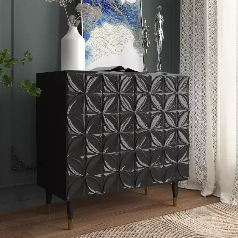 CLIHOME 2 Door Sideboard Gloss Lacquer Media Storage Accent Cabinet Utility Storage Cabinets