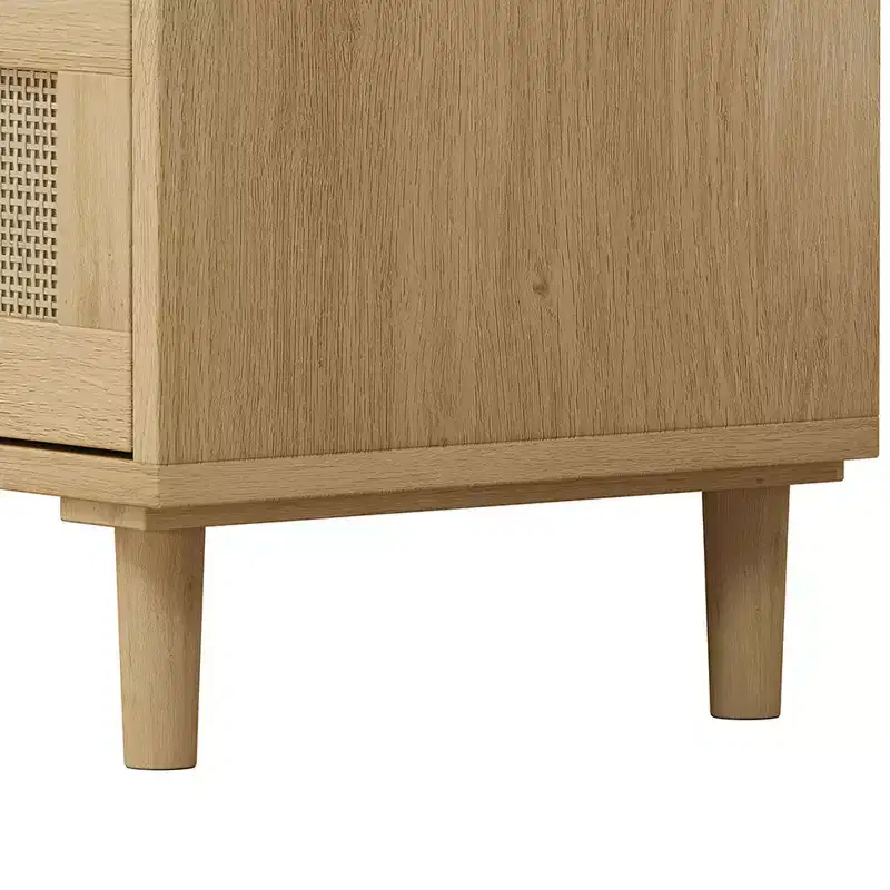 3 Drawer Dresser for Bedroom, Wooden Rattan Dresser Chest of Drawers with Metal Handles, Boho Farmhouse Closet Organizer Oak
