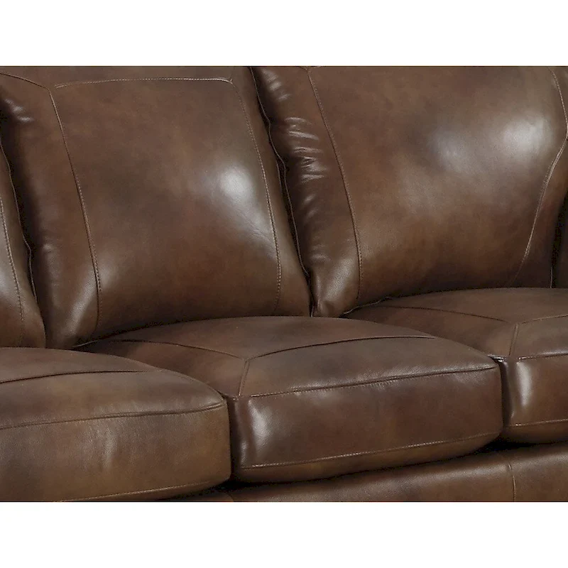 Cognac Brown Italian Leather Sofa, Loveseat and Chair Set