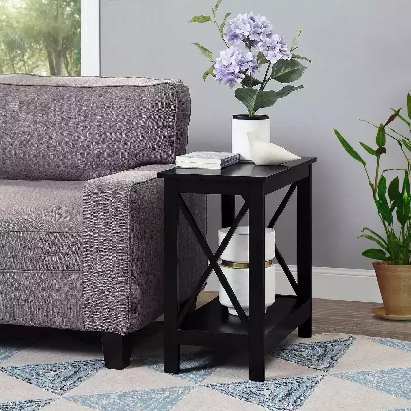 Chairside End Table with Shelf – Two Open Shelves