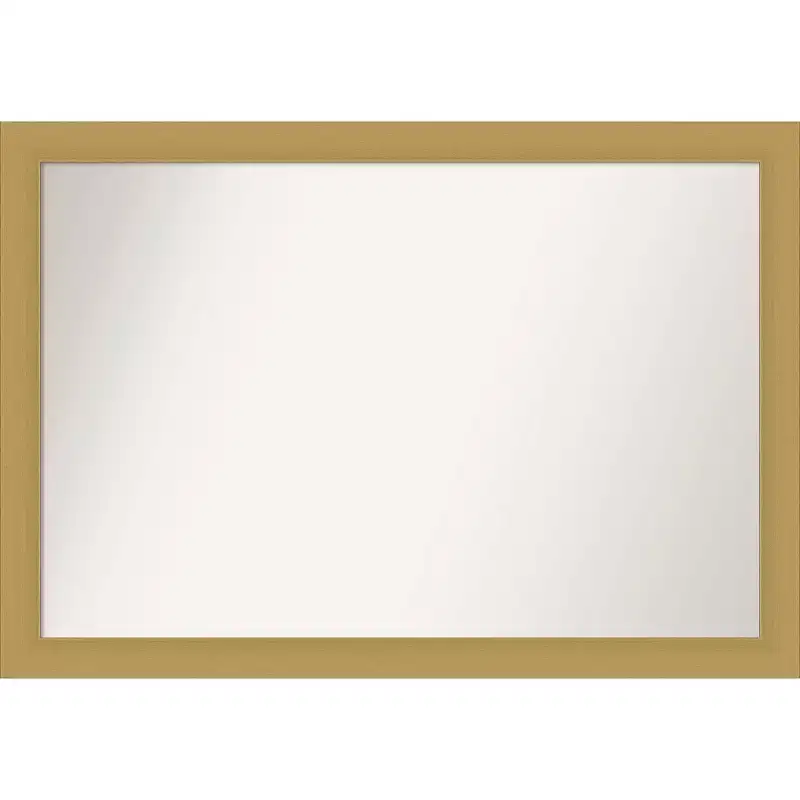 40 x 28 Non-Beveled Grace Brushed Gold Wall Mirror - Amanti Art: Modern Rectangle, Polystyrene Frame, Includes Mount Hardware