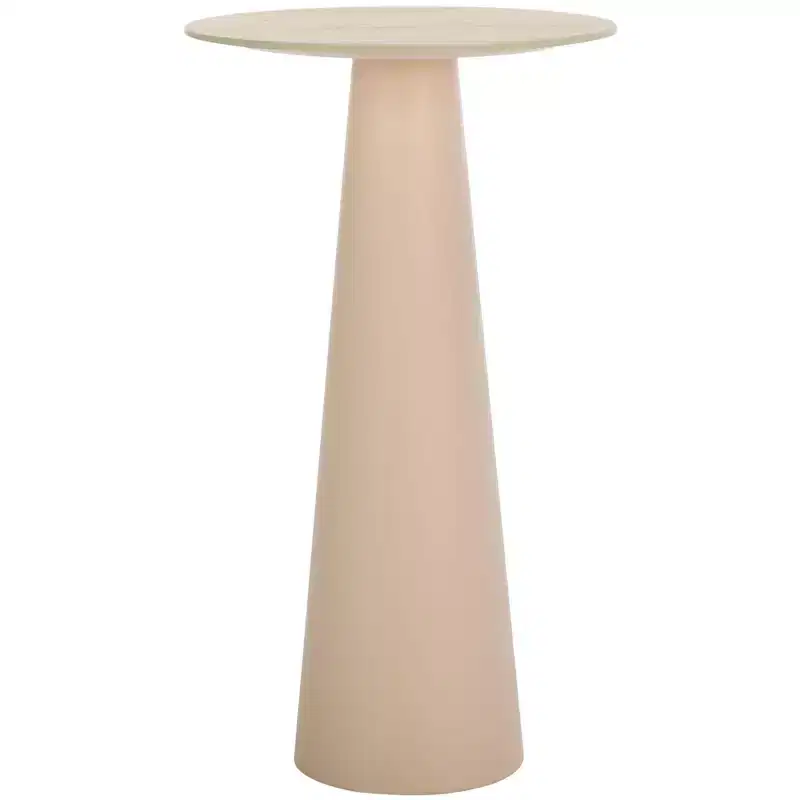 Tall Round Ceramic Side Table with Iron Frame – Beige