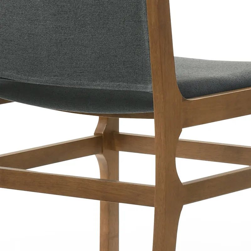 Contemporary Upholstered Dining Chair with Rubberwood Frame, Set of 2