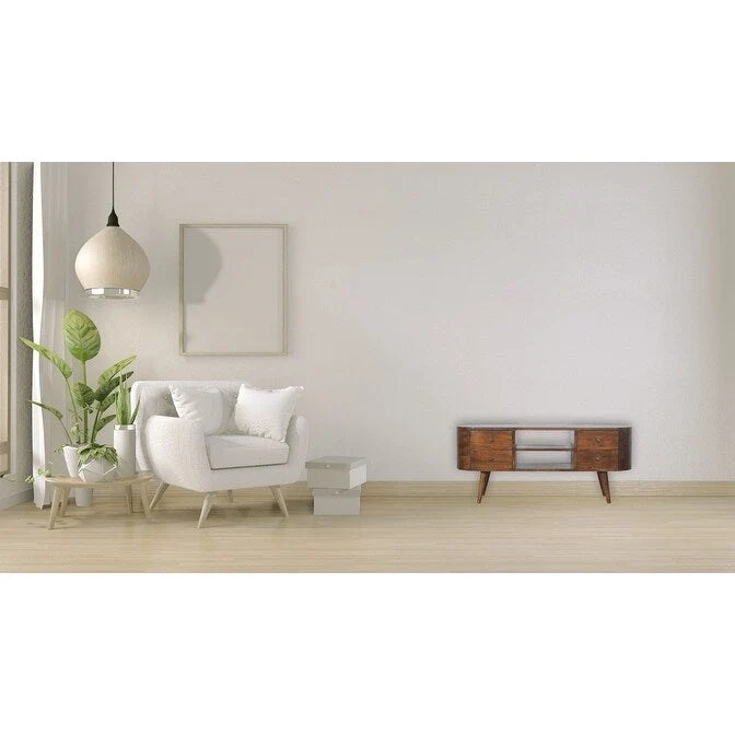 Solid Mango Wood Entertainment Unit with Rounded Edges and 4 Drawers