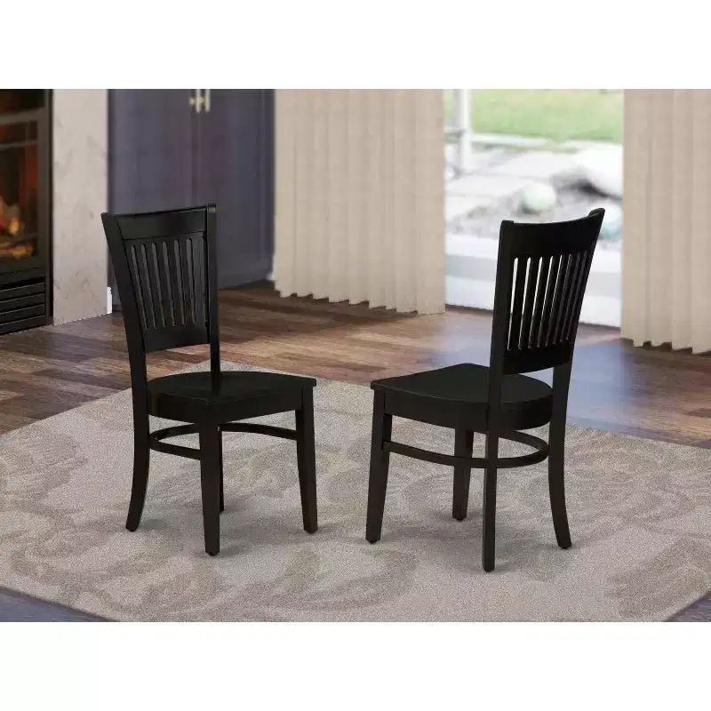 HomeStock Wooden Dining Chair 2-Piece Set- Wooden Seat and Slatted Back