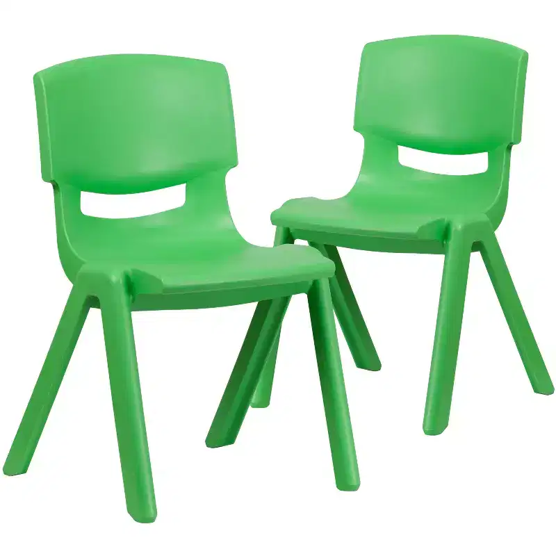 Emma and Oliver 2 Pack Plastic Stackable School Chair with 15.5H Seat