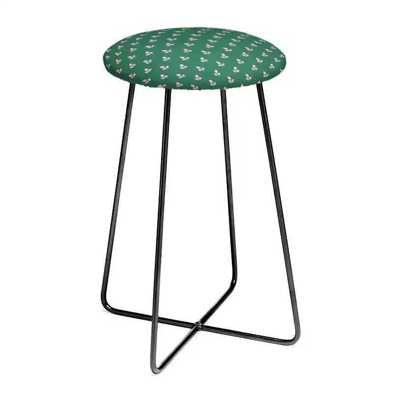 Maritza Lisa Retro Pink Leaf Counter Height Barstool - Deny Designs