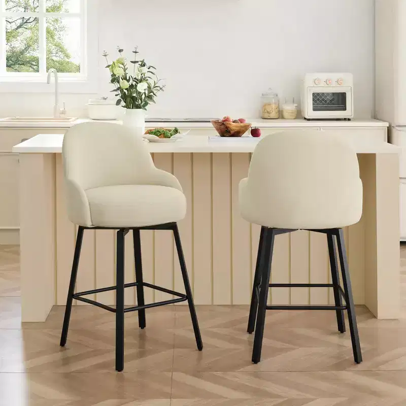 Spruce&Spring Modern Swivel Counter Stool with Curved Low Back & Plush Upholstered Seat