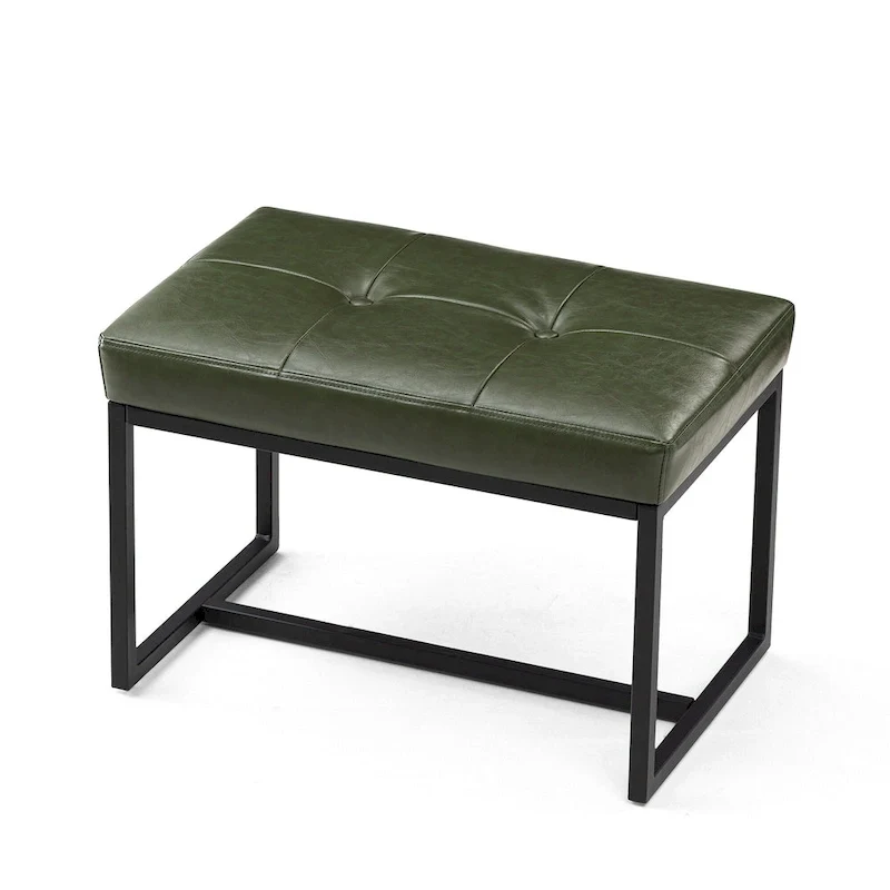 Glitzhome Modern PU Leather Tufted Accent Chair with Ottoman Set