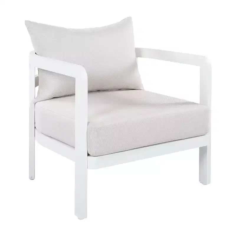 Christopher Knight Home Miguel Modern Aluminium Patio Accent Chair with Curved Backrest and Cushion