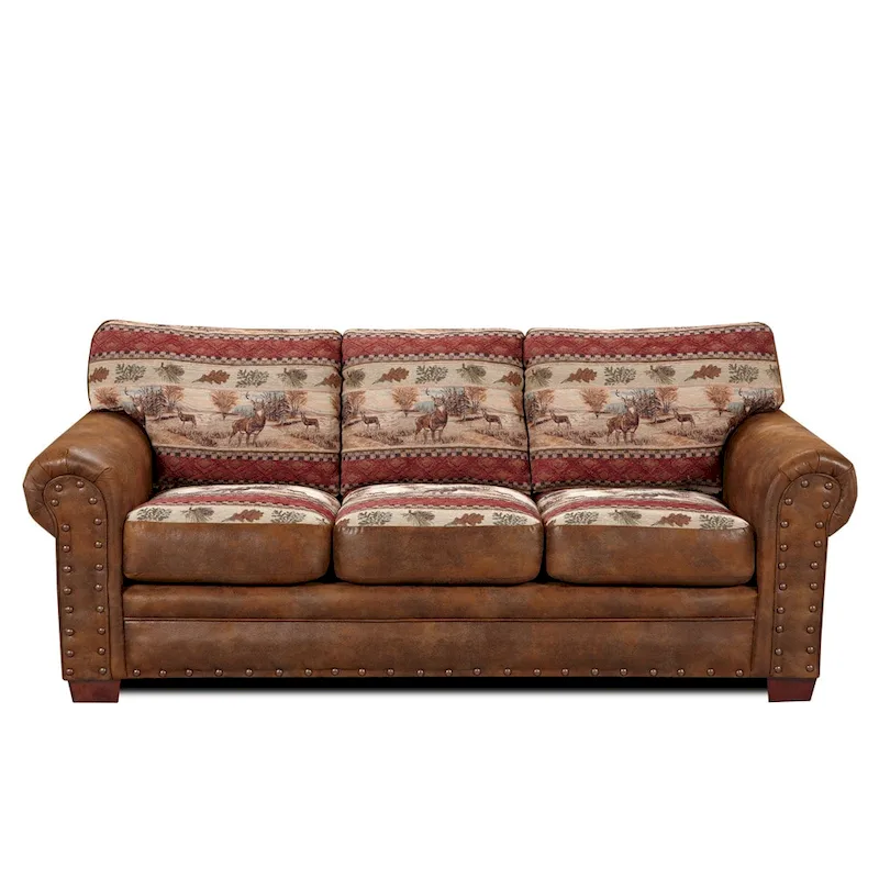 Rustic Nail Head Accent Sofa