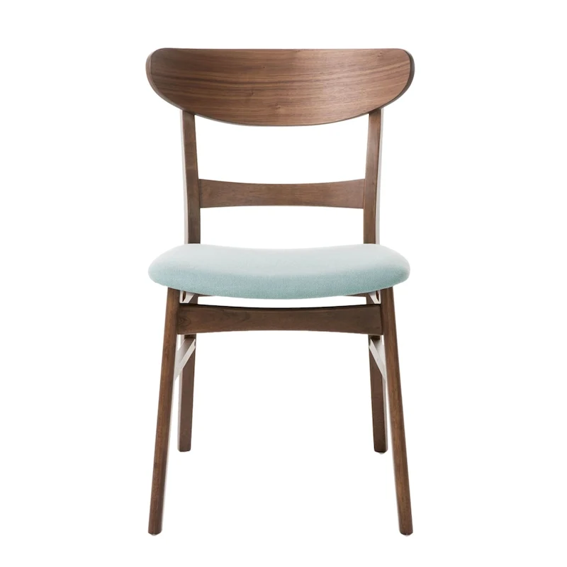 Mid-Century Modern Upholstered Rubberwood Dining Chair (Set of 2)