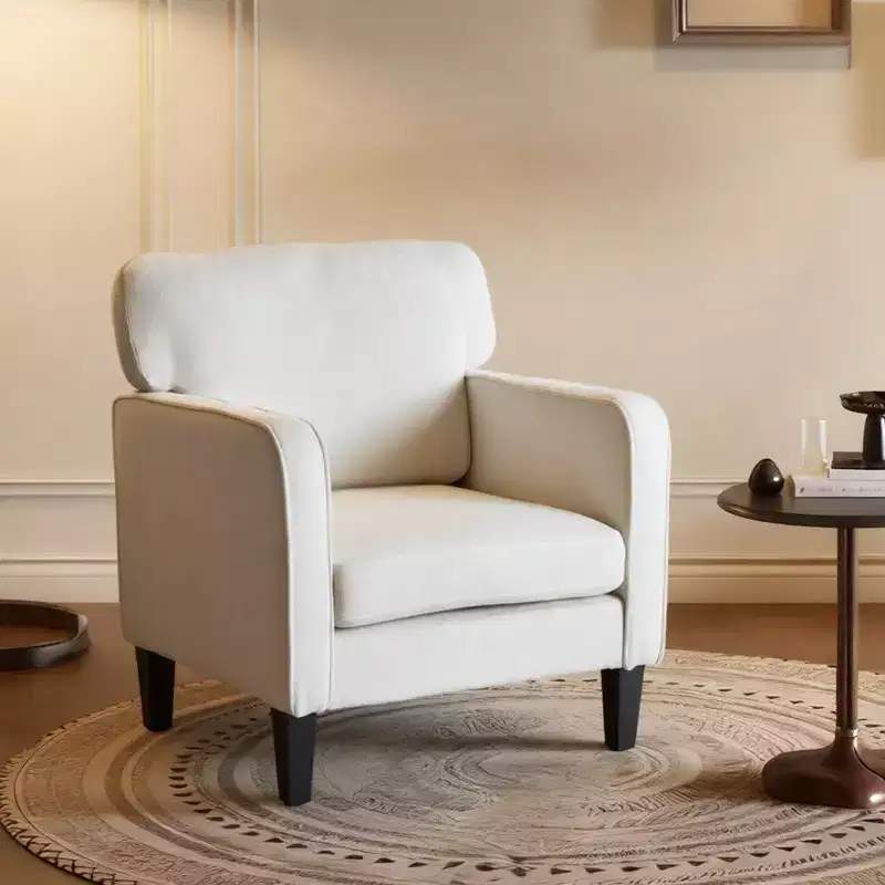 Modern Reading Chair with Armrest and Backrest, Comfy Chair with Wooden Frame, Living Room Chair for Waiting Room, Reception Room
