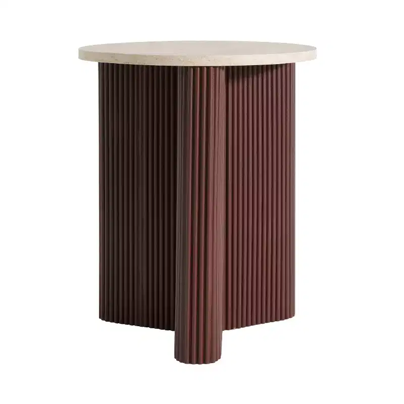 Home Ursule Modern Wood Fluted End Table