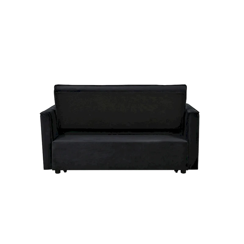 Modern Velvet Loveseat Futon Sofa Couch Pullout Bed, Small Love Seat Lounge Sofa w/Reclining Backrest, Toss Pillows, Pockets