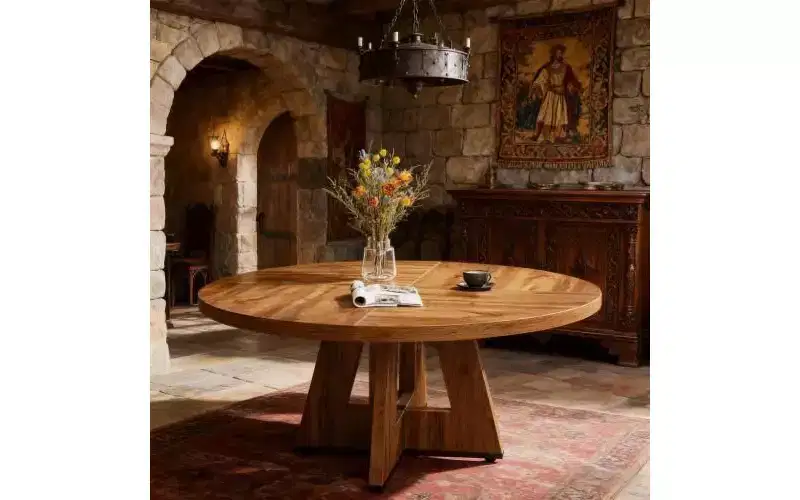 TUYOHW Wood Dining Table with Thickened Tabletop,47 Round Kitchen Table for 4-6,Spacious & Multifunctional Table for Dining Room,Living Room