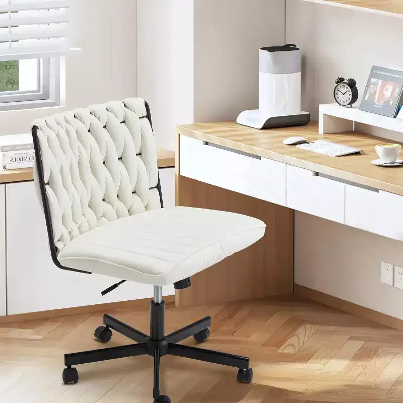 Padded Armless Wide Seat Office Chair with 360 Wheels