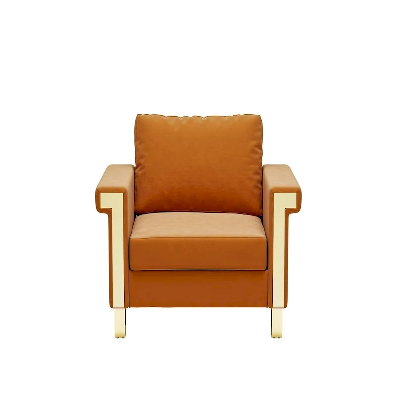 Velvet Accent Chair with Removable Cushions and Metal Legs