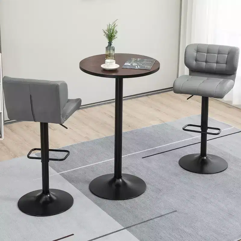 41 H Bar Height Round Bar Table, Rustic Industrial Pub Table
