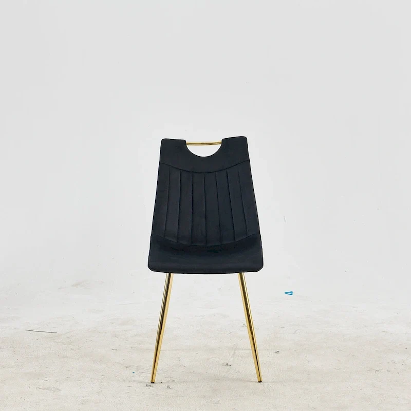 Gold+Black 23.22 Armless Dining Chairs with Elegant Golden Legs (Set of 4)