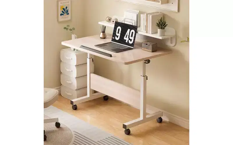 Adjustable Height Standing Desk with Wheels - Mobile Rolling Computer Table,Electric Rising Desk for Work & Study