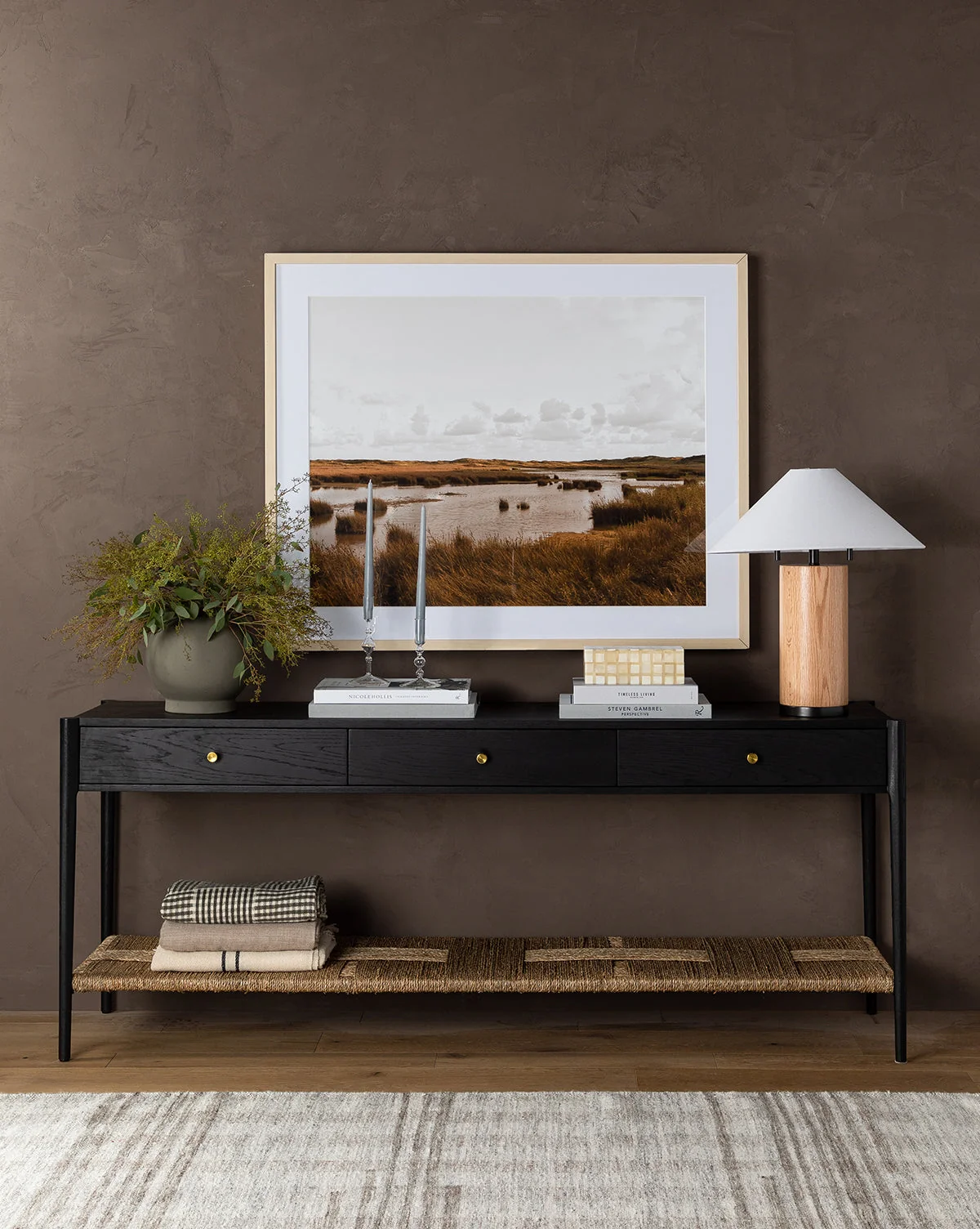 Modern Wood Console Table with Clean Lines & Versatile Design for Living Room