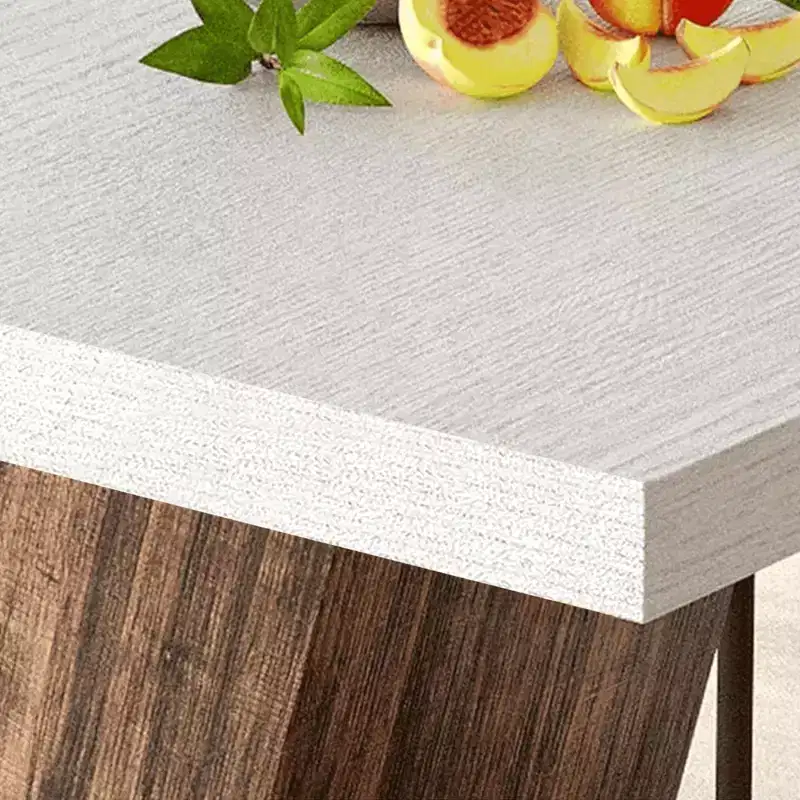 MAYEERTY 47 Inch Farmhouse Dining Table, Wooden Kitchen Dinner Table with Heavy Duty Pedestal Base