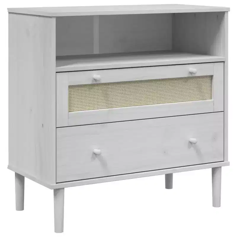 vidaXL SENJA Sideboard Rattan Look White 31.5x15.7x31.5 Solid Wood Pine