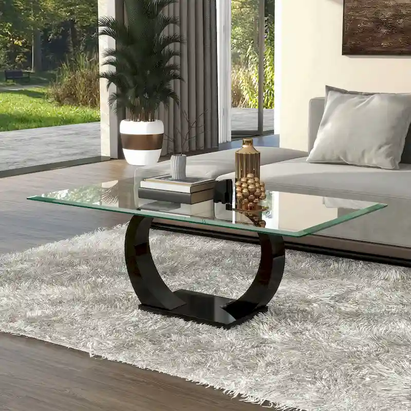 Cres Contemporary 50-inch Glasstop Coffee Table by