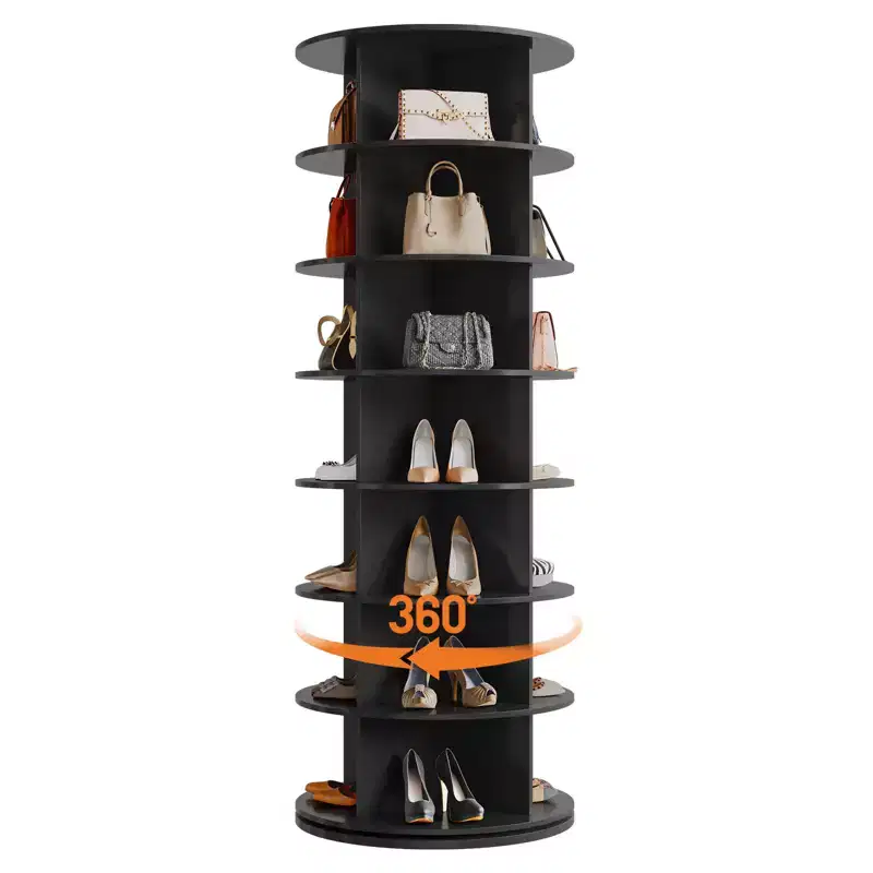 7-Tier Free-Standing Rotating Shoe Rack Tower, Shoe Display Stand, 360 Spinning Vertical Shoe Organizer for Entryway, Bedroom, White