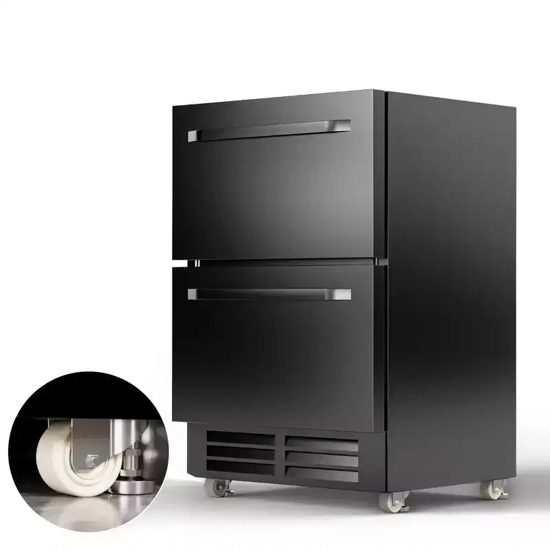 Hooure 24-Inch Built-In Dual-Drawer Beverage Refrigerator - Weatherproof Stainless Steel Outdoor Cooler