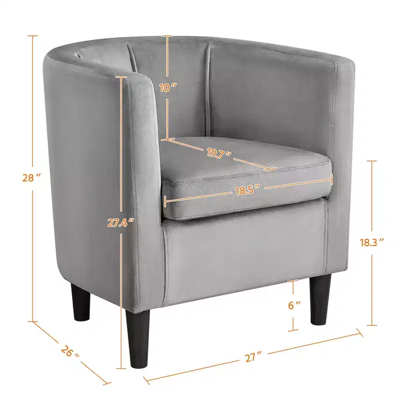 Yaheetech Upholstered Barrel Chair Accent Arm Chair