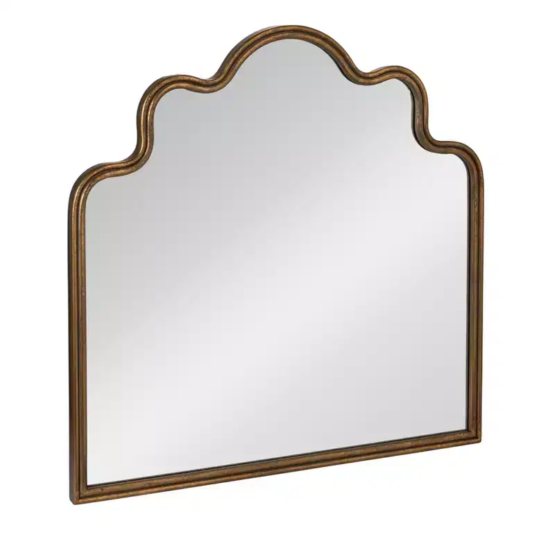 Metal Wavy Scalloped Arched Wall Mirror Gold 27.5