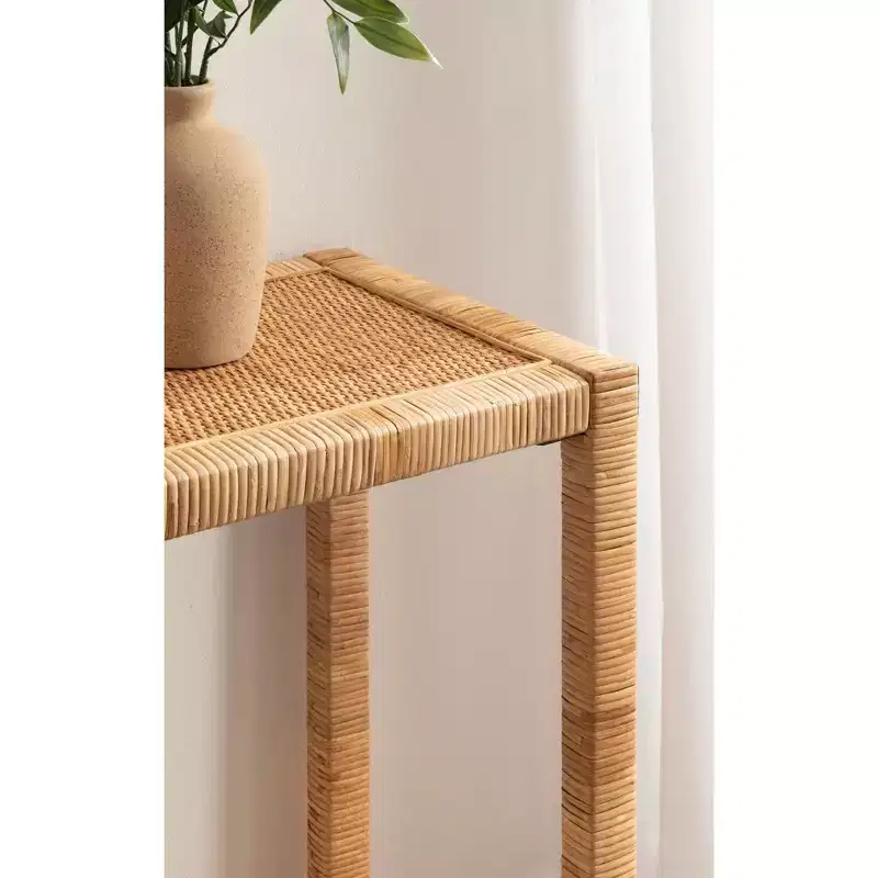 Kate and Laurel Rafina Rattan Console Table, 36x12x30, Natural