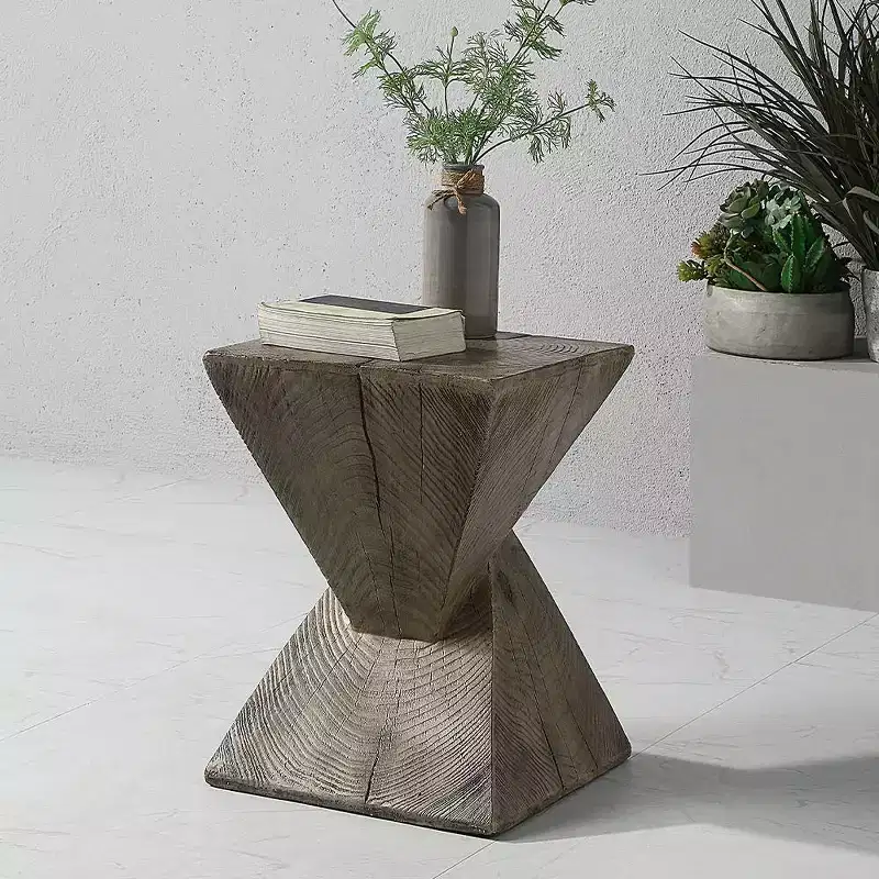 13" Zahi Accent Table Weathered Oak Finish - Acme Furniture: Modern Rectangle Cement, Space-Saving Design