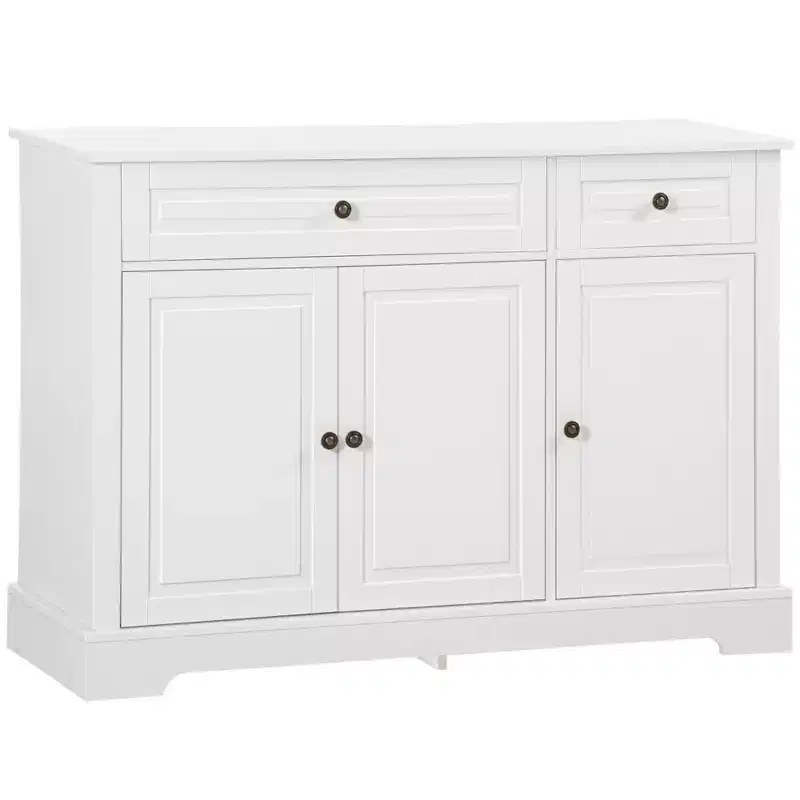 Sideboard Cabinet, Buffet Cabinet with 2 Drawers and Adjustable Shelves, Storage Cabinet for Entryway, Living Room, Kitchen, White