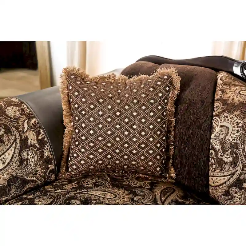 Dayaram Traditional Brown Chenille Semi-Firm Loveseat by Gracewood Hollow