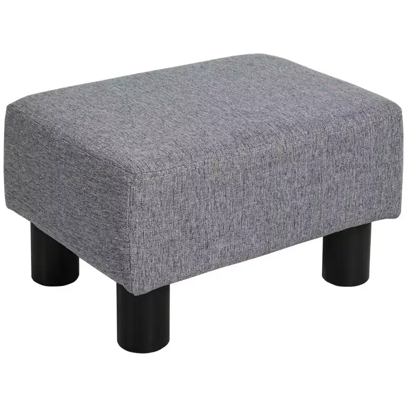 Ottoman Foot Rest, Small Foot Stool with Linen Fabric Upholstery and Plastic Legs, Cube Ottoman for Living Room