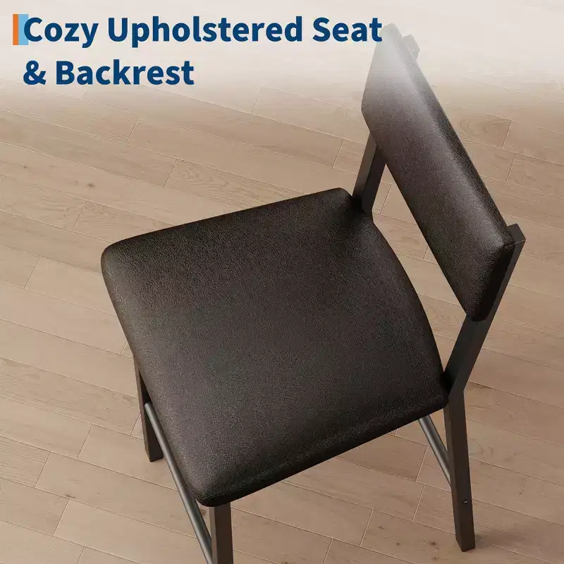 Dining Table Set for 4, 5-Piece Kitchen Table Set, Footrest, Corner Protector, Counter Height Table, 2 Upholstered Bar Stools, for Kitchen