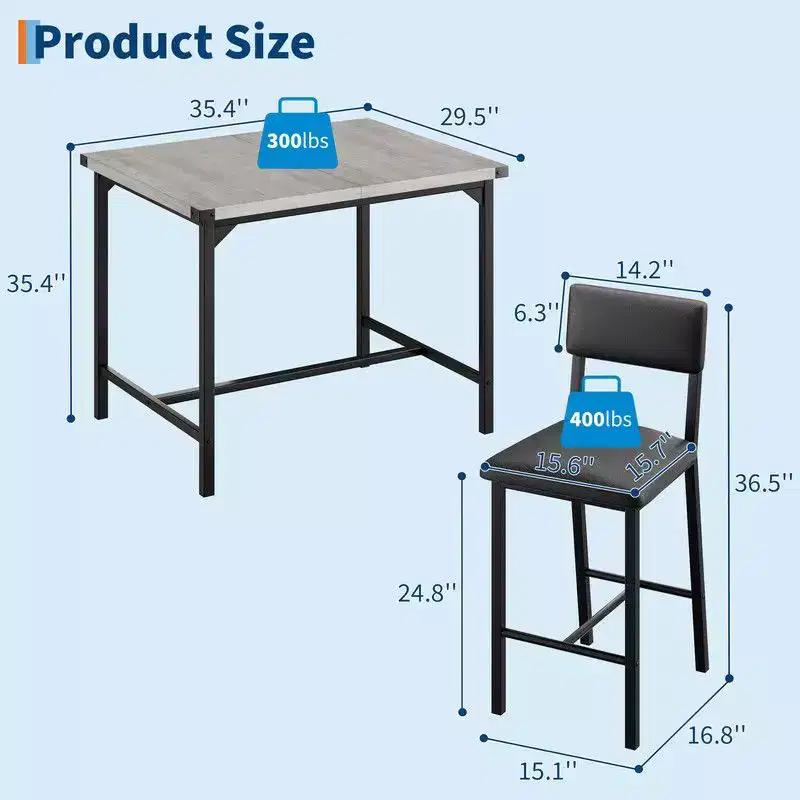 Upholstered Bar Stool with Backrest and Footrest for Dining Room