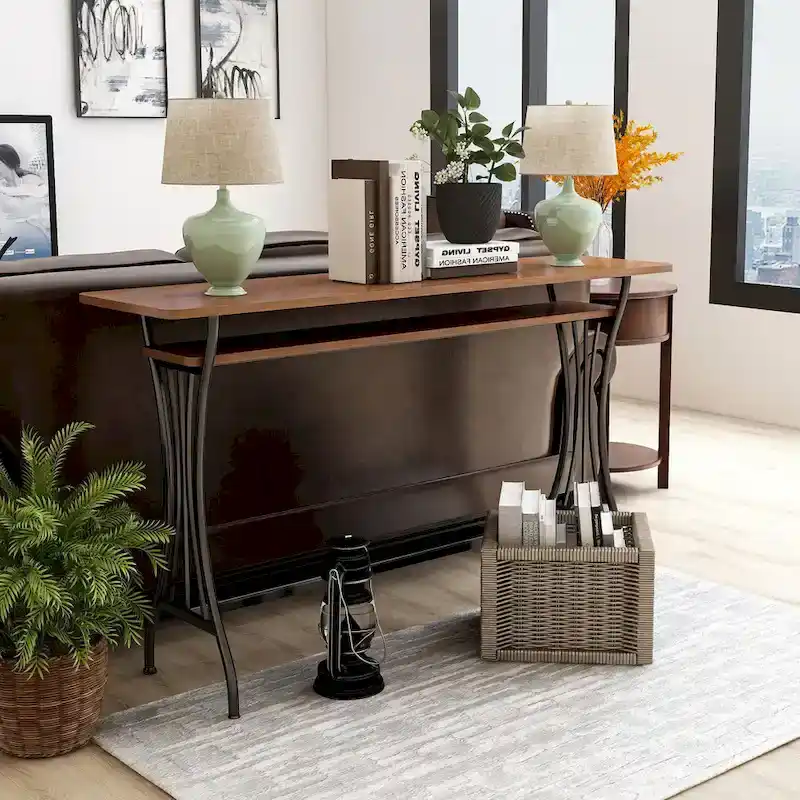 DH BASIC Industrial 60-inch Metal 1-Shelf Counter Height Table by Denhour