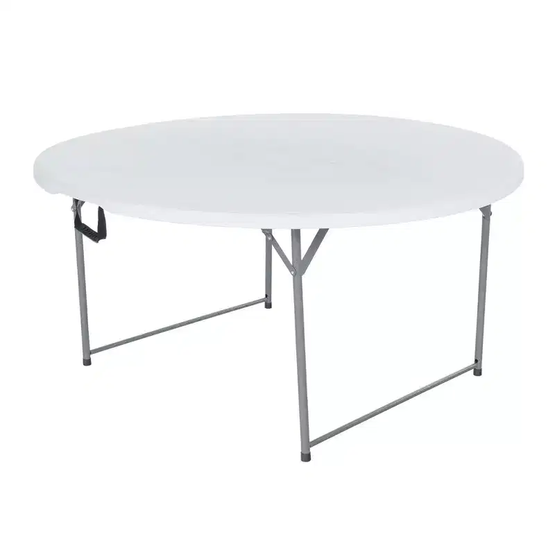 Peakform Round Multipurpose Banquet Table Lightweight Durable Folding Desk with Secure Base for Indoor and Outdoor Events, 60 Inch, White