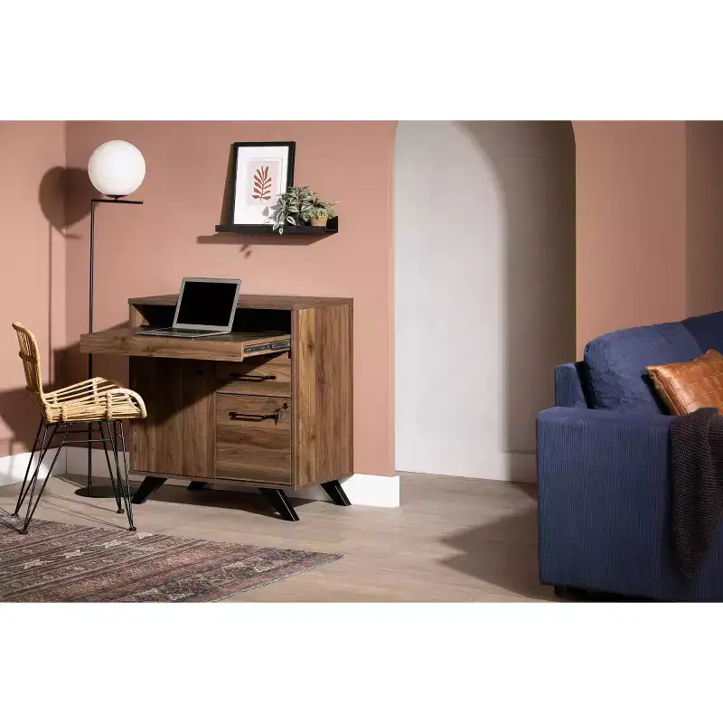 Flam Multi Function Secretary Desk Natural Walnut - South Shore
